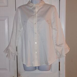 The Limited white button down wide ruffle sleeve blouse  Sz S